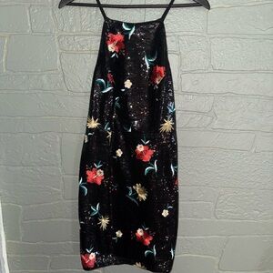Forever 21 Black Sequin Floral Mini Dress